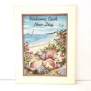 Completed Beach & Shells Cross Stitch Welcome Each New Day Patchell Olson 1999 - Picture 1 of 7