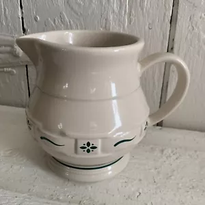Longaberger Pottery Woven Traditions Ivory Heritage Green 1Qt Pitcher - Picture 1 of 7
