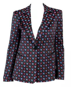 GIORGIO ARMANI $1,495 NWT Black, Blue & Red Geometric Jacquard Blazer Jacket 42 - Picture 1 of 8