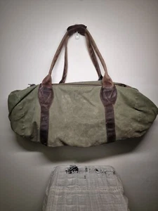 R.M. Williams Canvas Duffel Bag Green Waxed Leather Trim Made in Australia Vtg - Picture 1 of 14