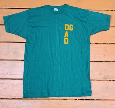 CAMISETA CAMPEONA VINTAGE AÑOS 80 Verde DG DAD XL HECHA EN EE. UU. PUNTADA ÚNICA Algodón De Colección Foto 1 de 4