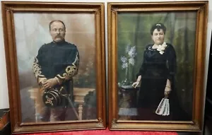 COUPLE DE PORTRAITS. OFFICIER ET SA FEMME. PASTEL SUR PAPIER. SIGNÉ. EUROPE.XIXE - Imagen 1 de 1