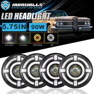 4x 5-3/4" 5.75" Round LED Headlights Hi/Lo DRL Lamp for 1958-1960 Edsel Ranger - Image 1 of 4