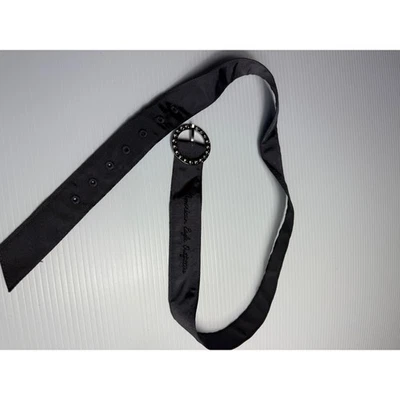 American Eagle Outfitters Black gray Ribbon Belt Rhinestone Buckle Casual - Image 1 of 4