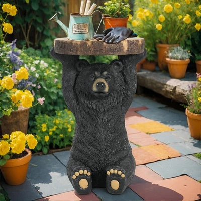 Bear side seat, desk stool, hand-painted sculpture, office outdoor, unassembled - Image 1 of 4