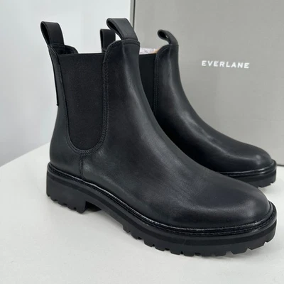 Everlane The Lug Chelsea Boot in Black size 8 Women's Leather Ankle Chunky Sole - Image 1 of 4