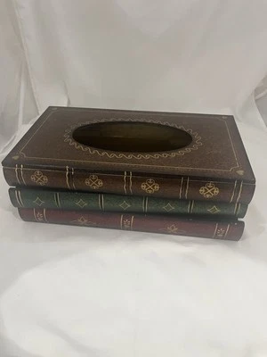 Wood Faux Stacked Books Long Tissue Box Cover Holder Brown Multicolor - Image 1 of 4