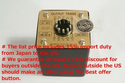 Transmisión de salida Hashimoto HW-25-8 (Sansui). 25W Push-Pull 8KΩ para 6V6, 6BQ5,71 etc. Foto 1 de 4