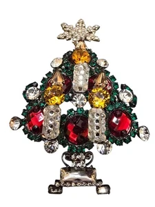 Fabulous Vintage New VRBA Dimensional Christmas Tree Brooch (A8736) - Picture 1 of 8