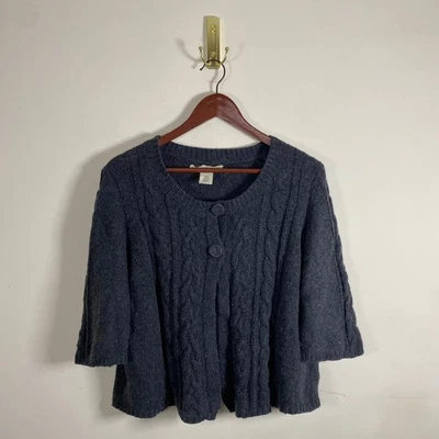 Cárdigan suéter tejido con cable tallado con volantes para mujer talla L gris mezcla de lana chal casa de campo Foto 1 de 4