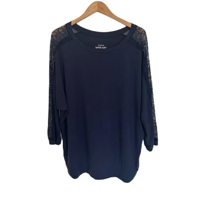 Nuevo con etiquetas Top Torrid Mujer Azul Súper Suave Encaje Manga Dolman Talla 2 Foto 1 de 4