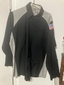 Vtg Red Kap Work Shirt L Black Mechanic USA Patch Heavy Duty Long Sleeve Rare - Picture 1 of 4