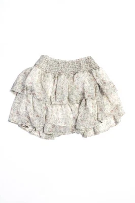 Muche Et Muchette Girls Smocked Waist Floral Print Ruffle Skirt Beige Size O/S - Image 1 of 4