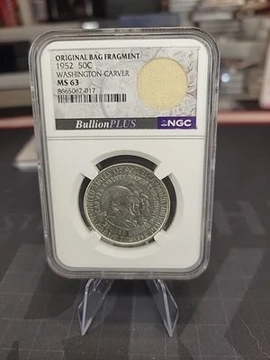 1952 Washington Carver Silver Commemorative Bag Fragment NGC MS63 BullionPlus  - Image 1 of 2