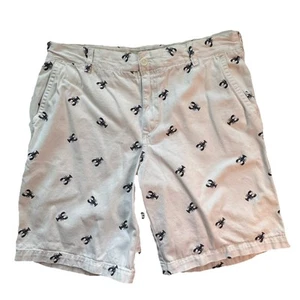Izod Men White Shorts Chino Khaki Blue Lobster Print Bermuda Size 36 Nautical. - Picture 1 of 9
