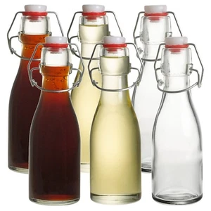 Oil & Vinegar Glass Bottles 150ml Flip Top Lid Storage Home Decor Set of 6 - Picture 1 of 7