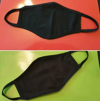 1 Pcs Black Face Mask Reusable Washable Fabric Handmade With Ear loops UK Seller - Image 1 of 4