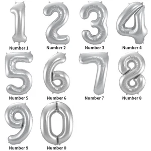 SILVER BIRTHDAY FOIL AGE BALLOONS 86CM BIRTHDAY  - CHOOSE YOUR AGE - Picture 1 of 13