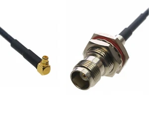 MMCX Male Right Angle to TNC Female Bulkhead RF 0.5~15FT Cable For Antenna Radio - Picture 1 of 3