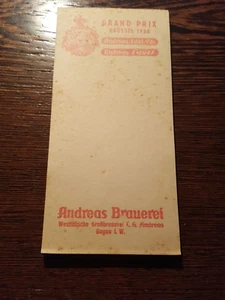 Bier Brauerei Andreas Hagen Westfalen Kellnerblock Reklame Grand Prix Brüssel 54 - Bild 1 von 4
