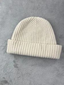 Shorts of Hawick Damen gerippt 100 % Kaschmir Beanie Mütze elfenbeinfarben hergestellt in Schottland - Bild 1 von 7
