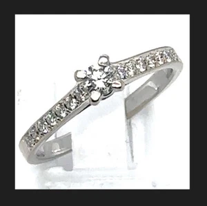 18K 750 White Gold Unique Solitaire Ring Design Zirkonia RS 53 like new Weißgold - Bild 1 von 24