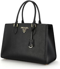 PRADA Black Saffiano Lux Leather Handbag Large Satchel 1BA228 Italia New