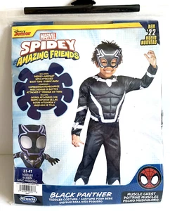 Jazwares Disney Junior Marvel Spidey Friend NEW Black Panther Costume Size 3T-4T - Picture 1 of 9