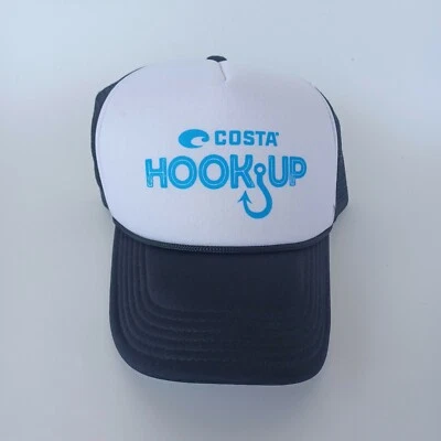 Costa Del Mar Fishing Hat Hook Up Snapback Trucker Cap Mesh Back Black  - Image 1 of 4