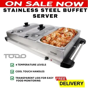 3 Server Large Buffet Hot Food Warmer Electric Bain Marie Commercial Steel - Picture 1 of 11