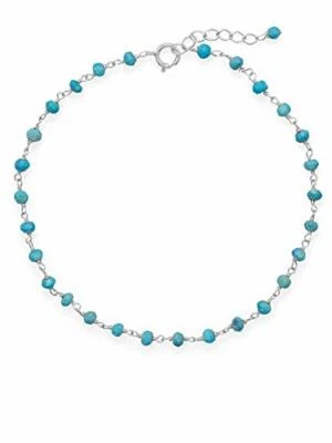 Reconstituted Turquoise Anklet Adjustable Length Sterling Silver - Image 1 of 2