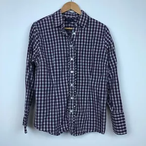 Lands End Women's Plaid Button Front Shirt Ruffles Long Sleeve 100% Cotton Sz 16 - Picture 1 of 5