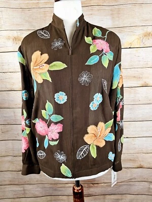 NWT Alfred Dunner Jet Setter Sheer Embroidered Floral Jacket Size 12 - Image 1 of 4