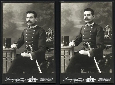 Лот 2 x тот же старинный шкаф карта, солдат w меч и усы, KASSA - Изображение 1 из 4