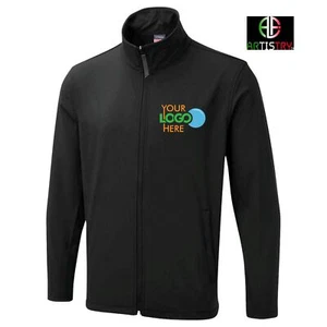 Personalised Custom Printed Soft Shell Jacket Full Zip Workwear with Text Logo - Picture 1 of 10