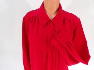 Vintage Hill Archer Bluse Shirt Damen 16 rot L/S Designer Knopfleiste Kragen D23 - Bild 1 von 8