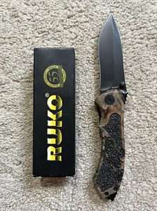 NEW Ruko WOODLAND XTREME-3D CAMO Folding Pocket Knife BROWN GREEN BLACK MSRP $40 - Picture 1 of 17