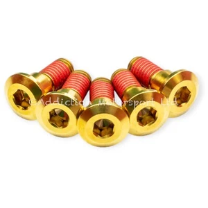 5x Yamaha MT-10 Gold Titanium Rear Disc Rotor Bolts Screws With Threadlock - Picture 1 of 4