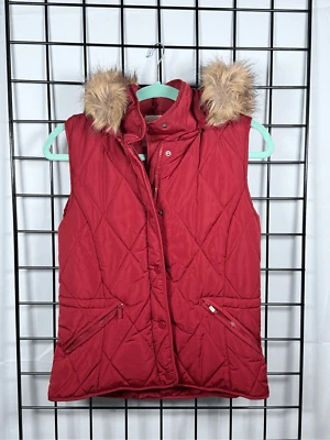 Chaleco acolchado Zara para mujer S rojo imitación piel extraíble capucha acolchada invierno Gorpcore Foto 1 de 4
