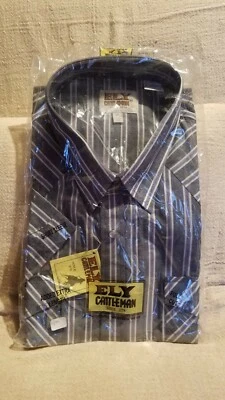 Nueva Camisa De Colección Para Hombres Ely Cattleman Perla A Presión 17.5x34 Perla A Presión Manga Corta Foto 1 de 2