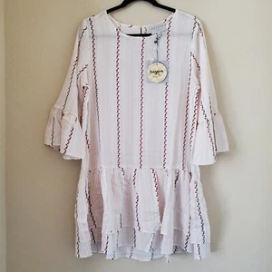 Hayden LA Womens Mini Dress Tunic Size L Pale Pink Boho Cottagecore  - Picture 1 of 12