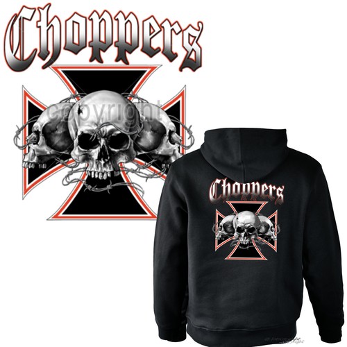 SACAI Felpa con cappuccio Biker Chopper giacca teschio fantasia totenkopf personalizzata *4087 nero