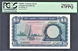 Gambia 5 Pounds Pick-3a ND (1965-70) Superb GEM UNC PCGS 67 PPQ - Picture 1 of 2