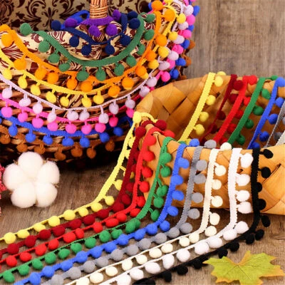 Mini Pompom Lace Trim Ball Fringe Ribbon Sewing  Kintted Fabric Handmade DIY - Image 1 of 4