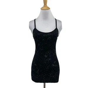 Lululemon Tank Top Womens 4 Black Graphite Power Y Luon Star Crushed Shelf Bra - Picture 1 of 10