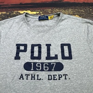 Polo Ralph Lauren Shirt Mens Medium Athletic Dept Single Stitch Gym Gray Jock - Picture 1 of 10