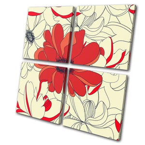 Abstract Floral Vintage Pattern MULTI CANVAS WALL ART Picture Print VA - Picture 1 of 1