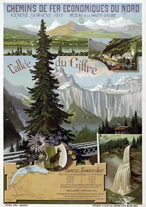 Affiche chemin de fer Economiques du Nord - Genève Samoëns Sixt - Foto 1 di 1