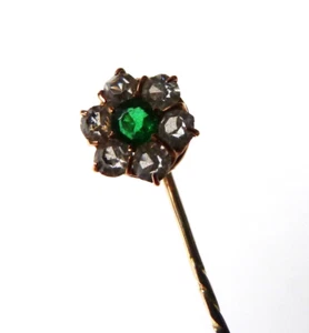 Épingle de cravate ou foulard en OR massif et strass 19e siècle gold pin - Picture 1 of 5