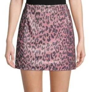Neu mit Etikett Free People Minirock Größe 0 rosa Gepard Glitzer Pailletten kurz - Bild 1 von 9